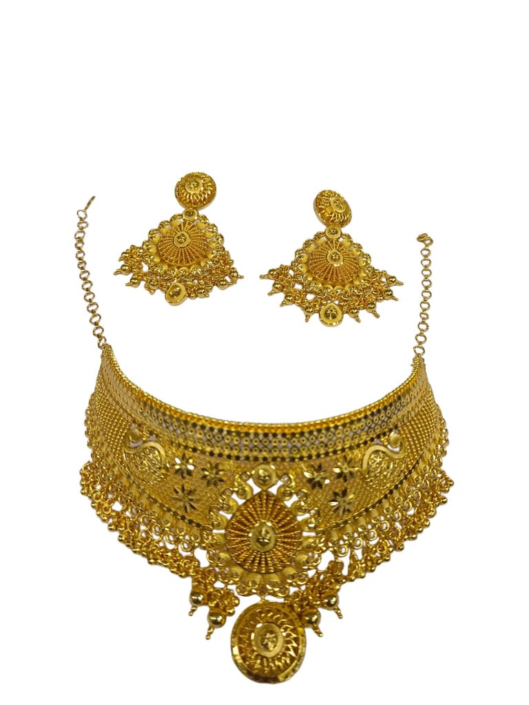 Gold Plated Kundan Choker Necklace Set with Earrings for Women - Jewellery Sets | Buy online on ZillyBuy