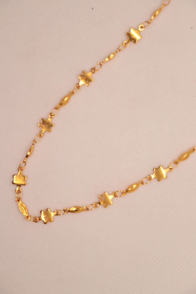 Gold Plated Link Chain Bracelet with Star Charms