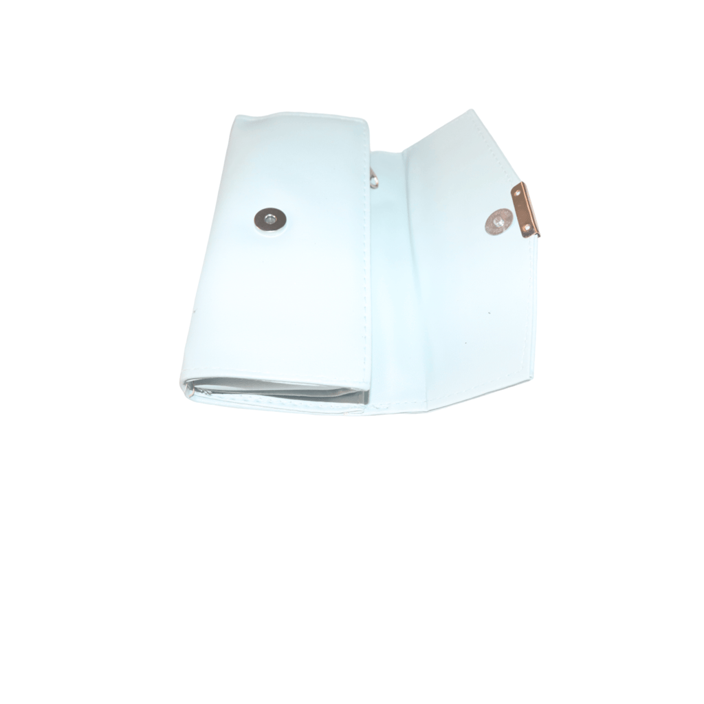 Small Light Green Leather Wallet with Gold Button and Zipper