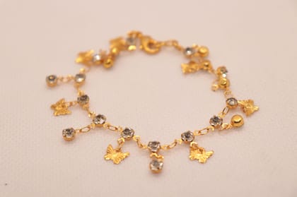 Gold Butterfly Charm Bracelet with Rhinestones