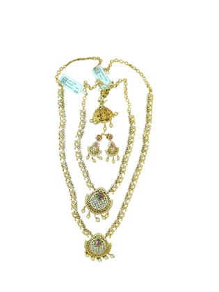 Traditional Indian Gold Plated Kundan Meenakari Pearl Necklace Traditional Indian Gold Plated Kundan Meenakari Pearl Necklace