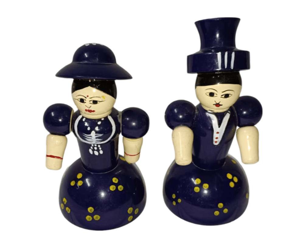 Handmade Wooden Russian Dolls - Set of 2 (Blue)