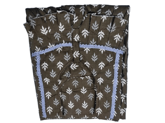 Women's Cotton Printed Palazzo Pants with Elastic Waist - Brown