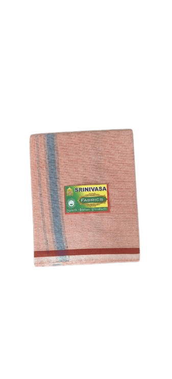 SRINIVASA Lungi - Peach and Cream Border for Men