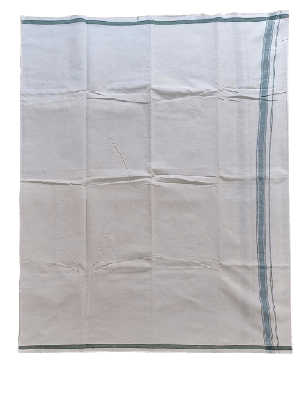 Srinivasa White Cotton Lungi with Green Border for Men