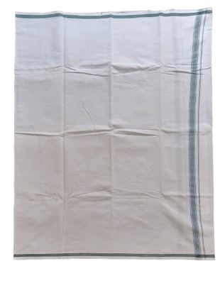 Srinivasa White Cotton Lungi with Green Border for Men Srinivasa White Cotton Lungi with Green Border for Men