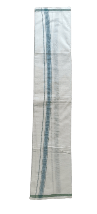 Srinivasa White Cotton Lungi with Green Border for Men