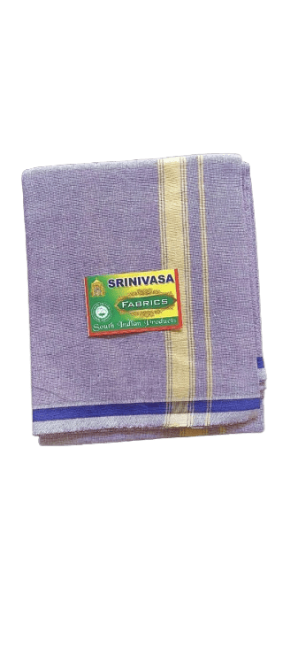 Soft Cotton Pancha - White And Violet Color Combination For Men