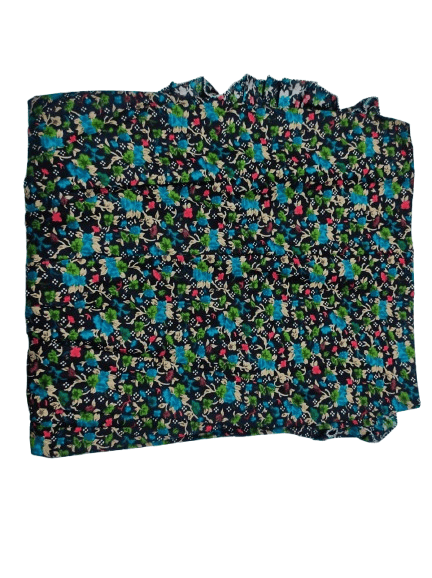 100% Cotton Floral Print Maxi Kaftan Dress with Ruffles and Lace Trim