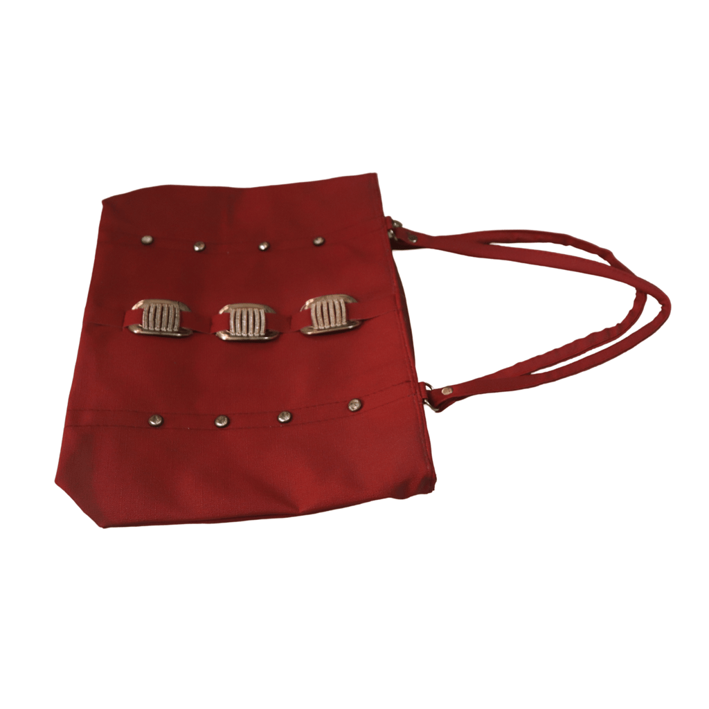 Red Handbag with Gold Accents