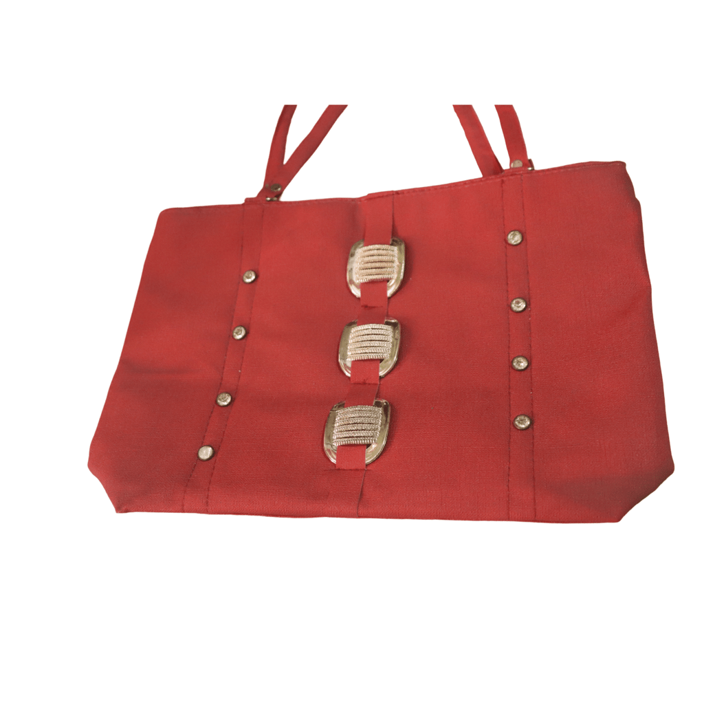 Red Handbag with Gold Accents