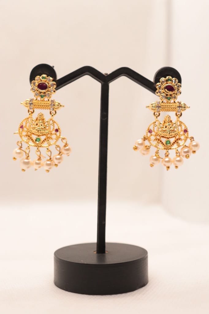 Gold Plated Traditional Indian Jhumka Earrings With Pearls For Women - Earrings | Buy online on ZillyBuy
