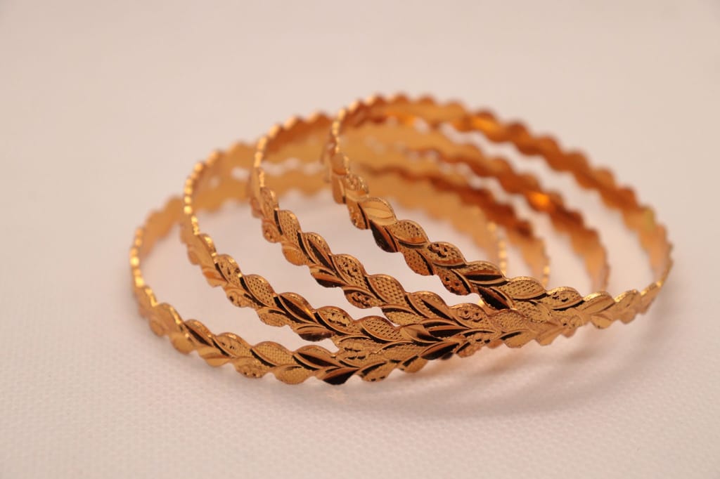 Gold Textured Bangle Set of 2