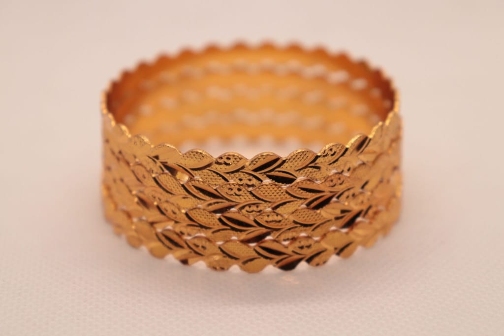 Gold Textured Bangle Set of 2