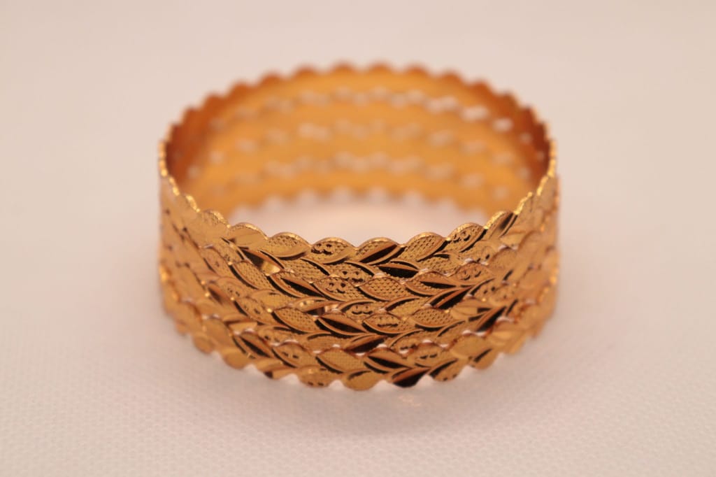 Gold Textured Bangle Set of 2