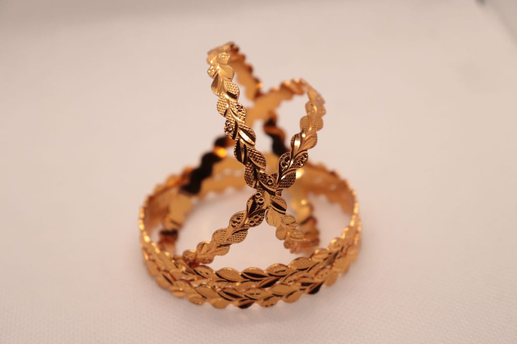 Gold Textured Bangle Set of 2