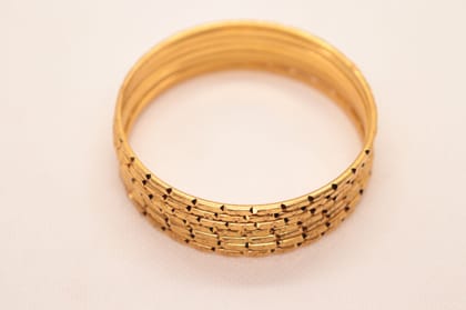Gold Plated Bangle Set with Intricate Design, Perfect for Traditional Occasions