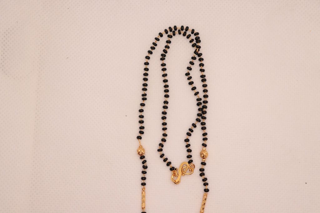 Black Beads Mangalsutra with Gold Pendant for Women