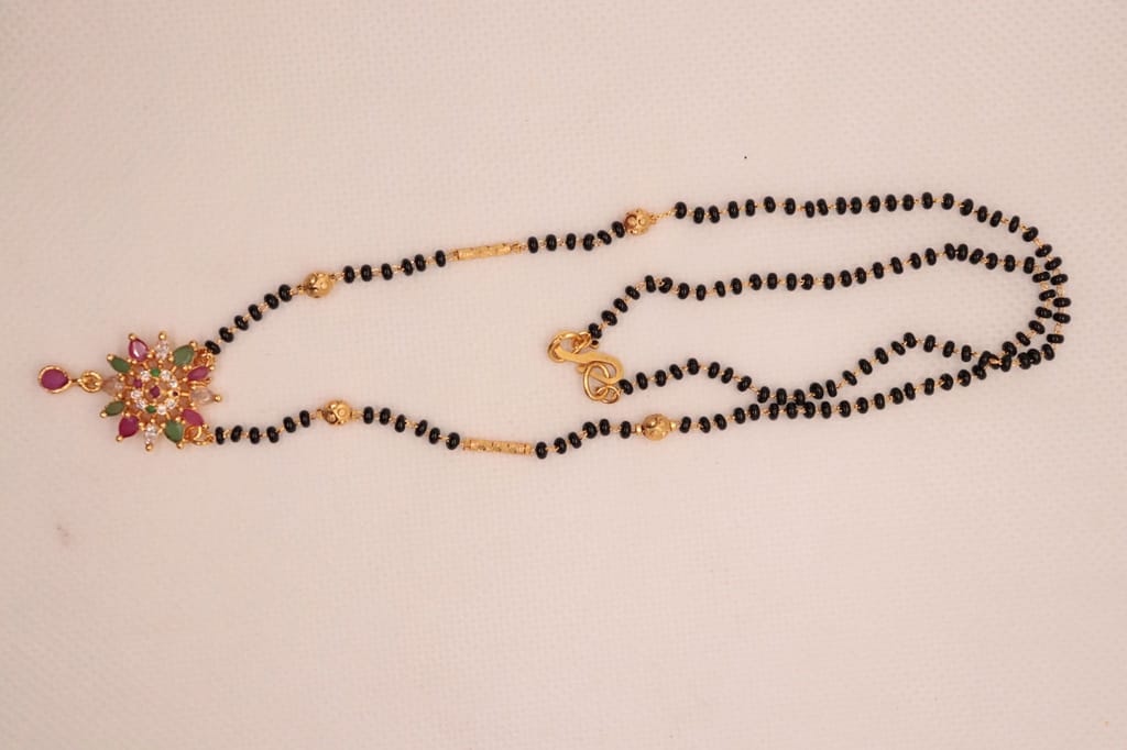 Black Beads Mangalsutra with Gold Pendant for Women