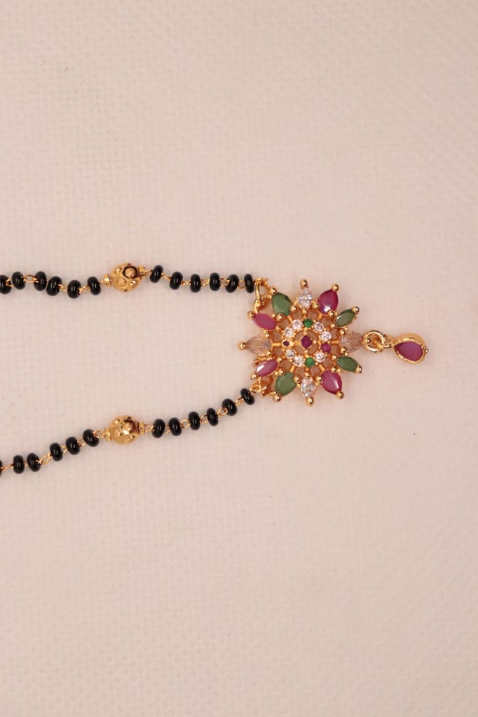 Black Beads Mangalsutra with Gold Pendant for Women