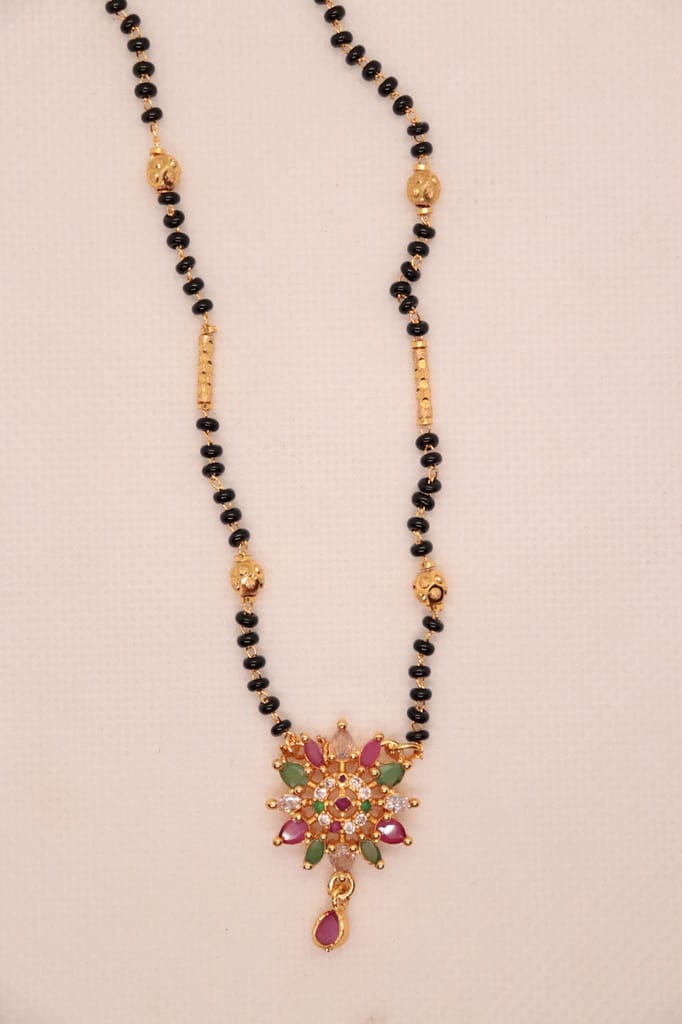 Black Beads Mangalsutra with Gold Pendant for Women