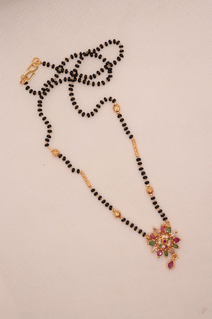 Black Beads Mangalsutra with Gold Pendant for Women