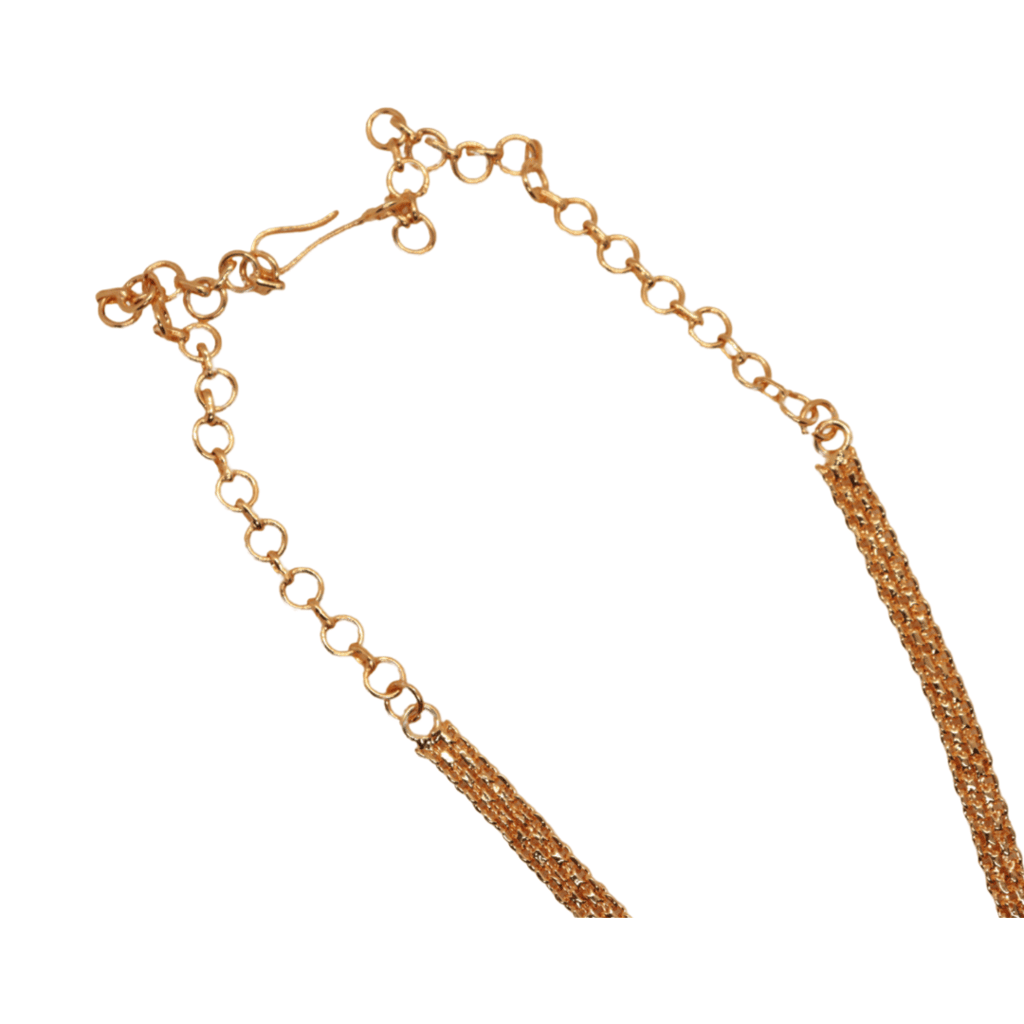 Gold plated traditional Indian necklace haram with white and green stones