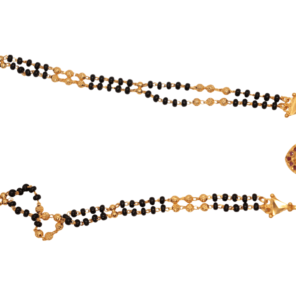 Gold-plated, intricate goddess pendant with black beads chain for women