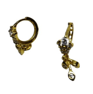 Gold Plated Cubic Zirconia Flower Drop Earrings