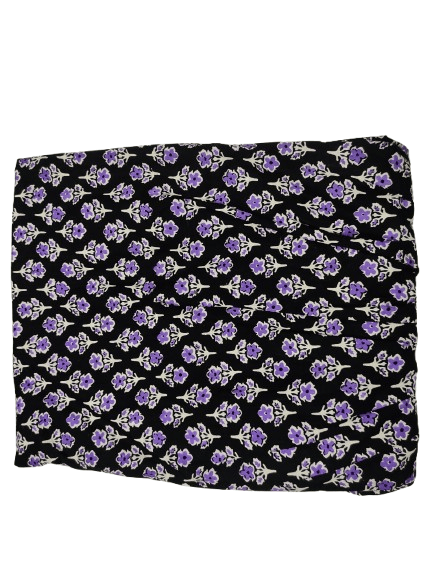 Women's Cotton Nightgown, Purple Floral Print, Knee-Length, Round Neck, Short Sleeves,