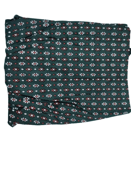 Green Cotton Printed Nighty With Frill