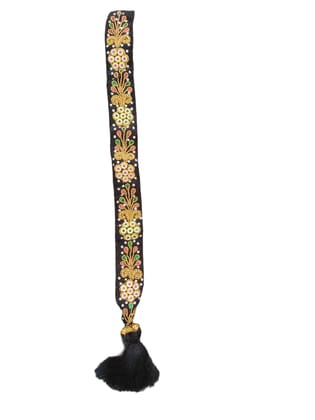 Black Velvet Embroidered Juda Hair Accessory for Women