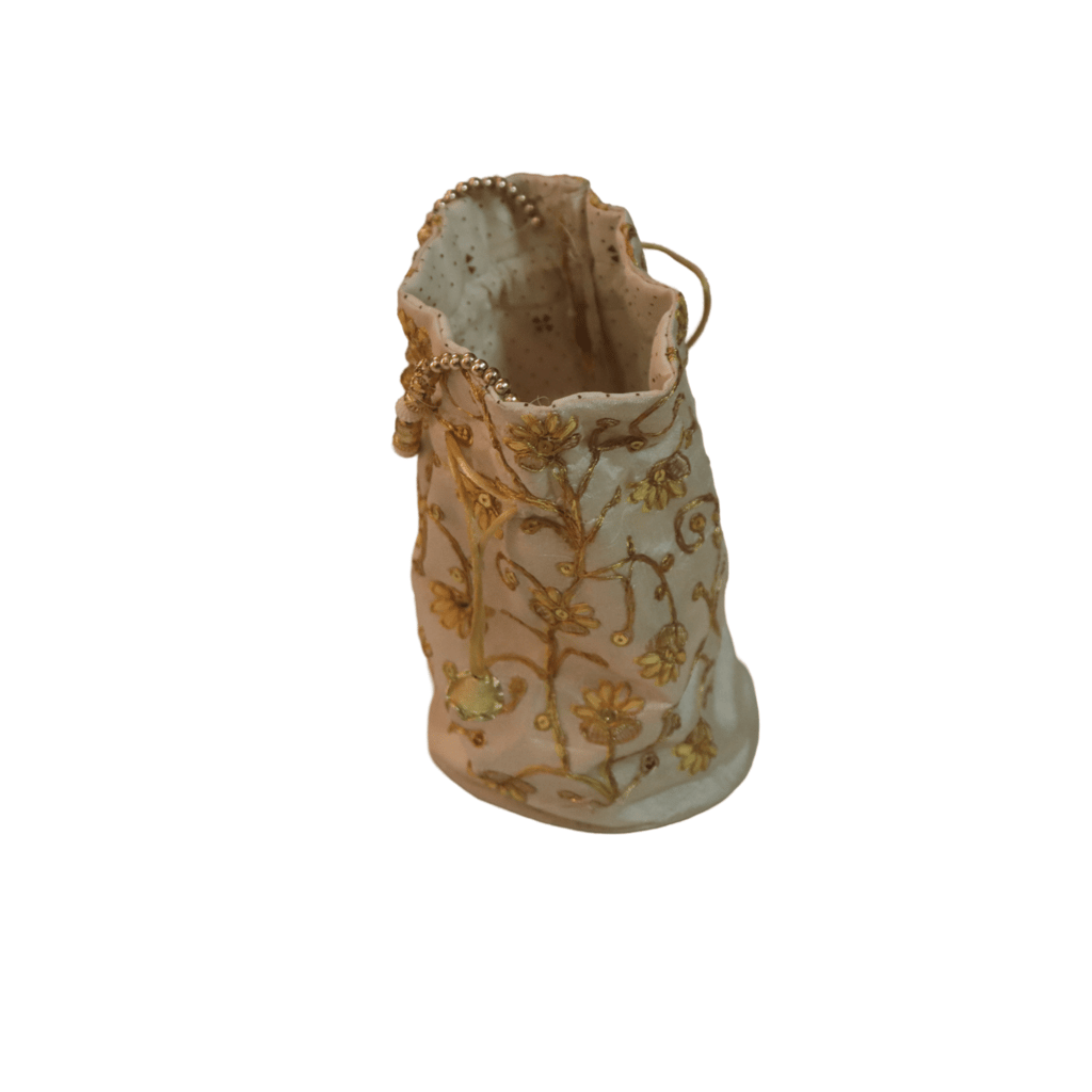 Buy Cream Potli Bag With Golden Embroidery Online at Best Price in India