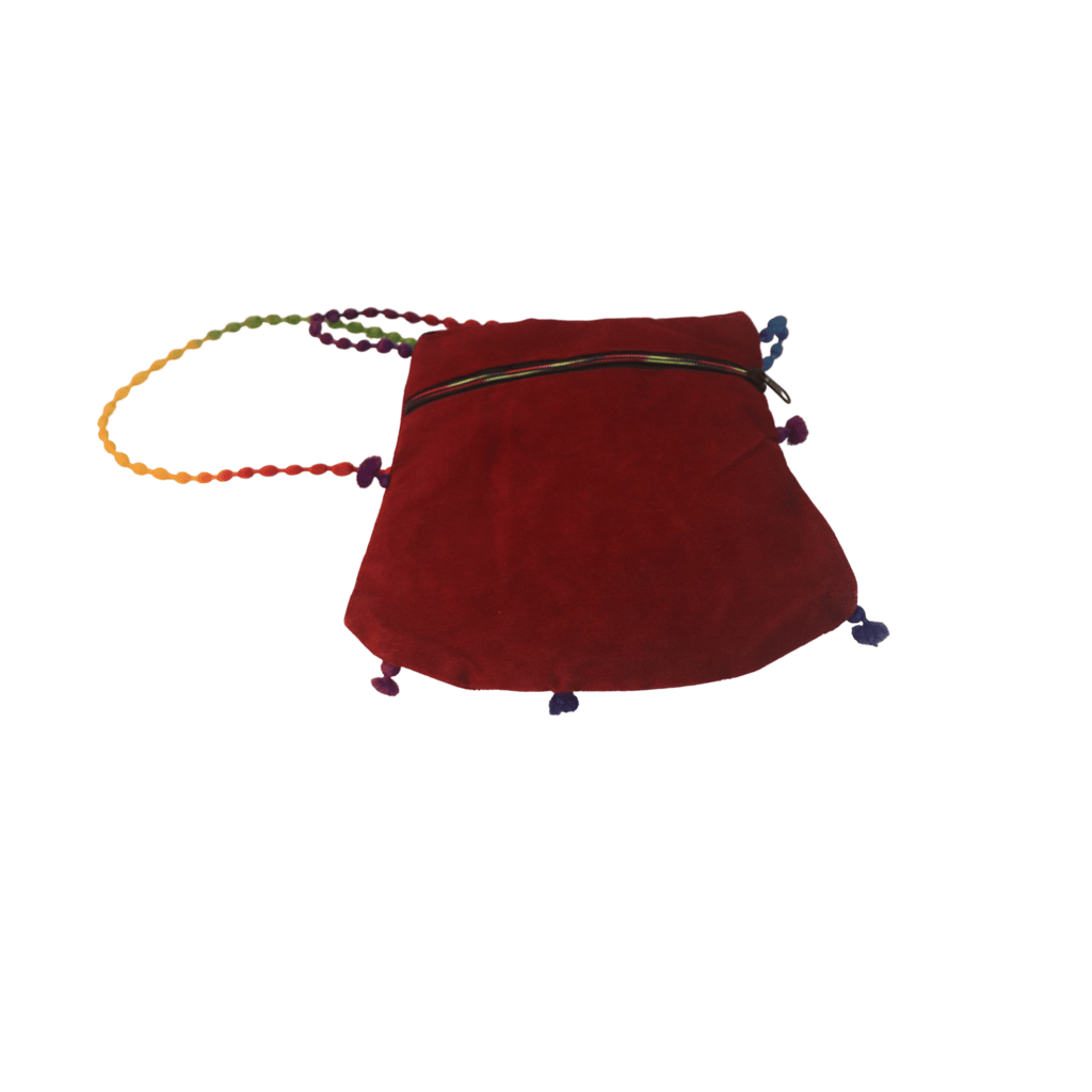 Embroidered Elephant Crossbody Bag with Pom Poms