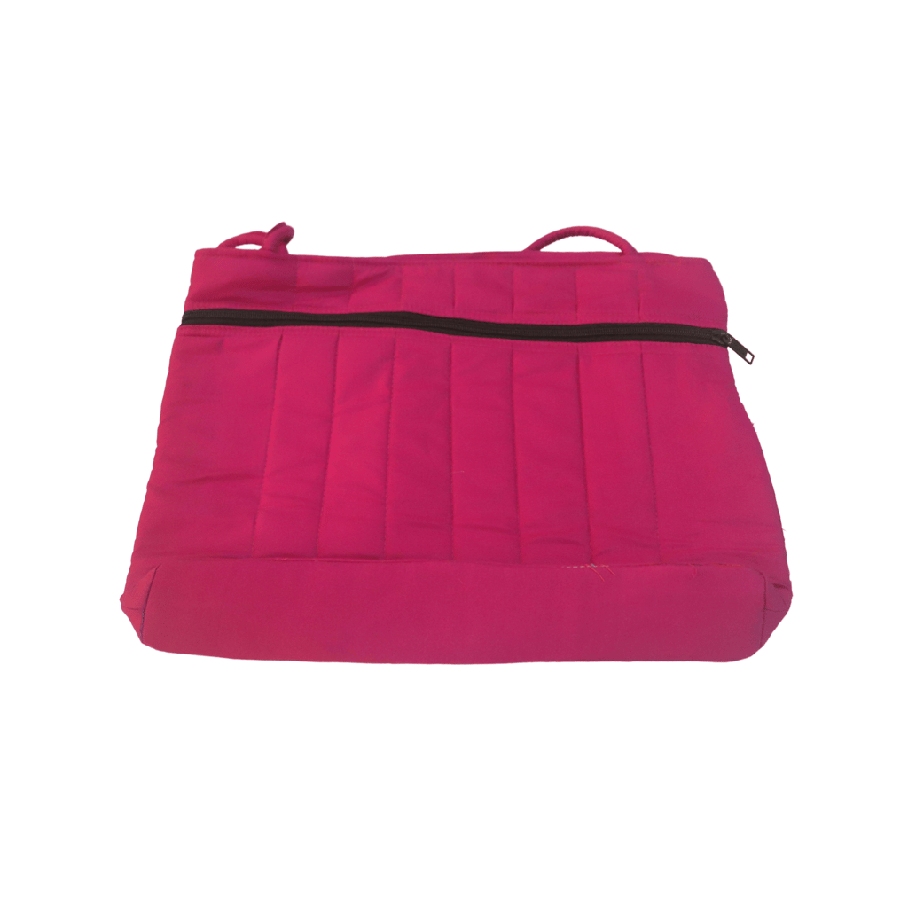 Pink Hand Embroidered Floral Cotton Tote Bag with Blue Trim