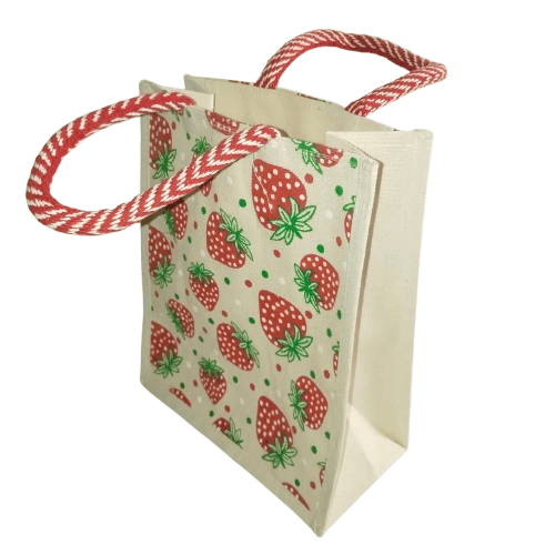 Strawberry Print Canvas Bag