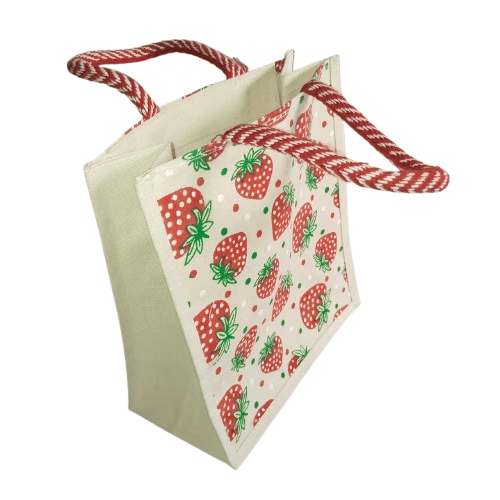 Strawberry Print Canvas Bag