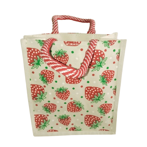 Strawberry Print Canvas Bag