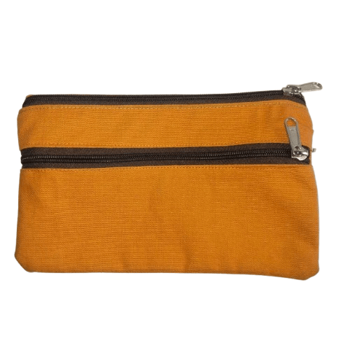 Orange Canvas Zipper Pouch