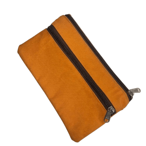 Orange Canvas Zipper Pouch