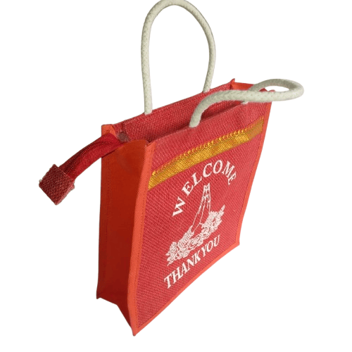 Jute Bag with Welcome and Thank You Print