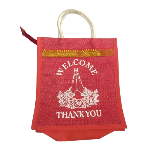 Jute Bag with Welcome and Thank You Print