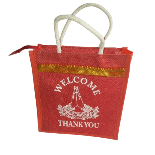 Jute Bag with Welcome and Thank You Print