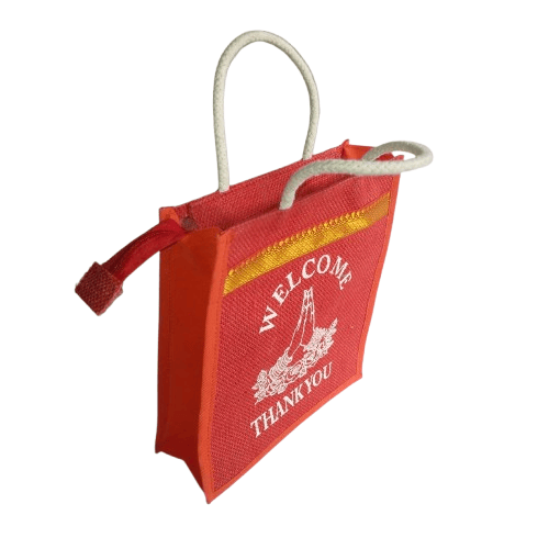 Jute Bag with Welcome and Thank You Print