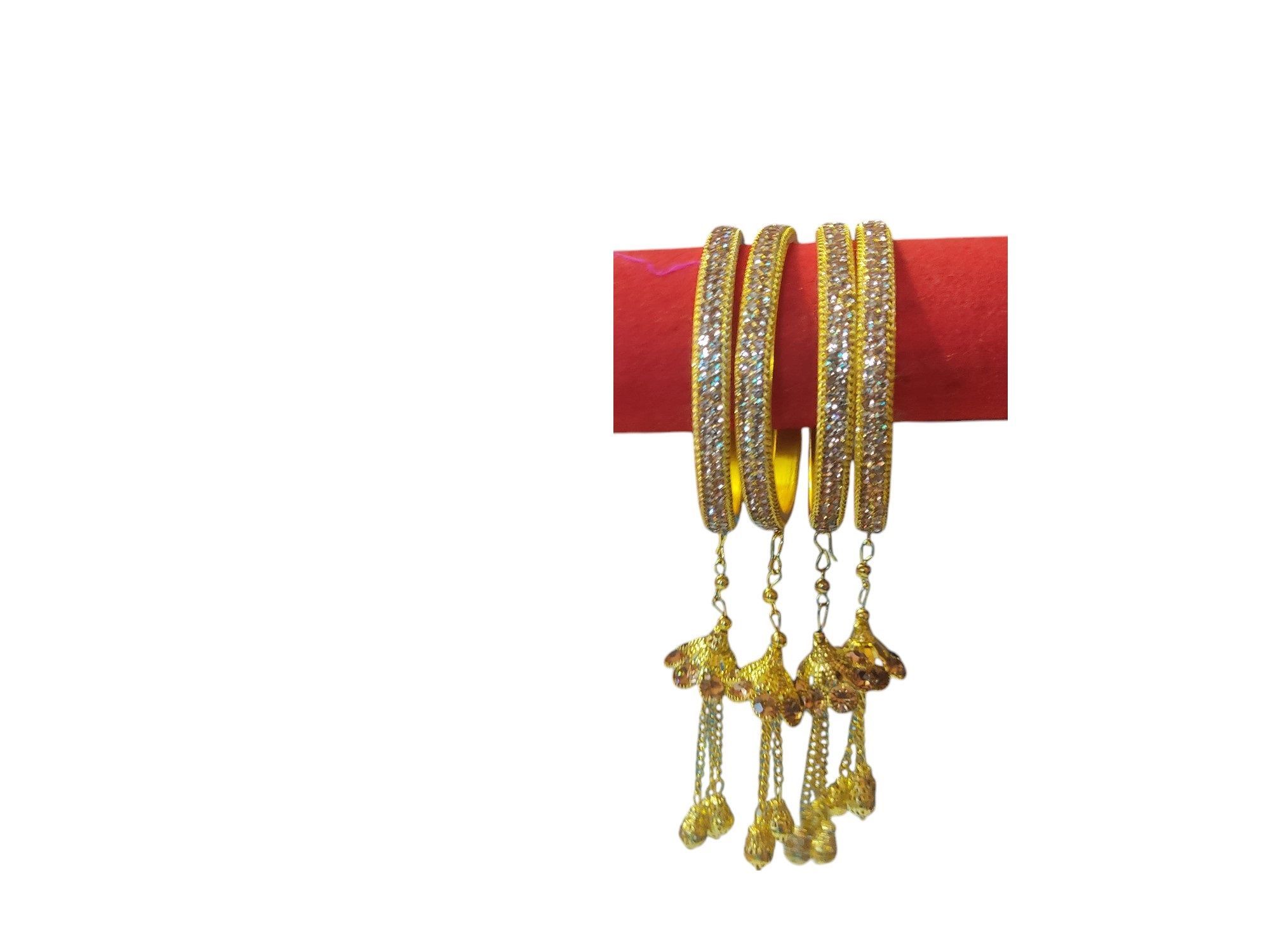 Indian Traditional Gold Plated Wedding Bangles Set  | Ethnic Wear | Set of 4
