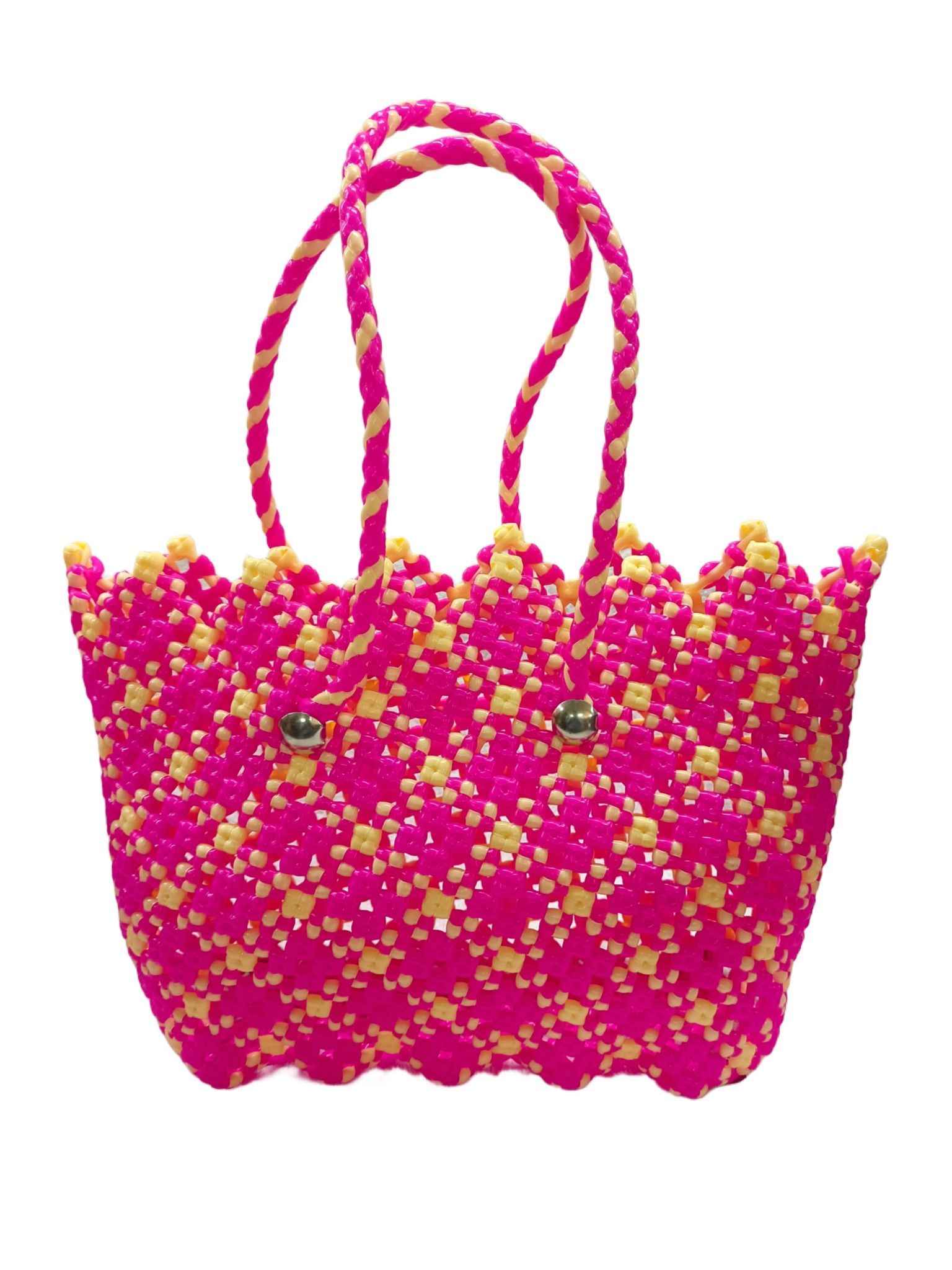 Pink Handwoven Market Tote Bag