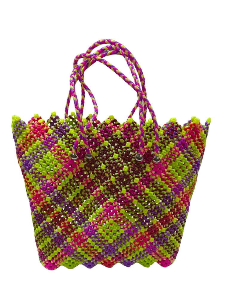 Beaded Handmade Market Tote Bag with Colorful Geometric Pattern - Handbags | Buy online on ZillyBuy