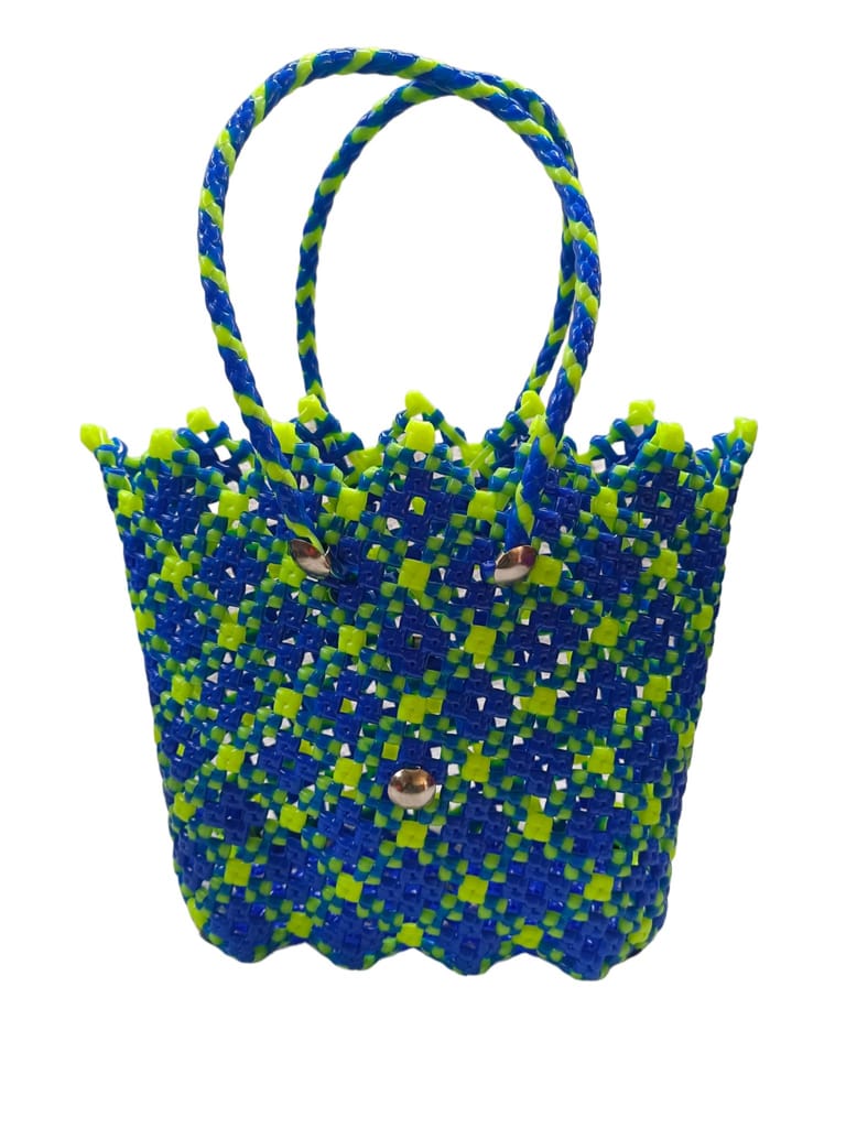 Blue and Green Handbag with Beaded Strap - Handbags | Buy online on ZillyBuy