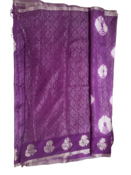 Purple Georgette Saree With Golden Zari Boarder