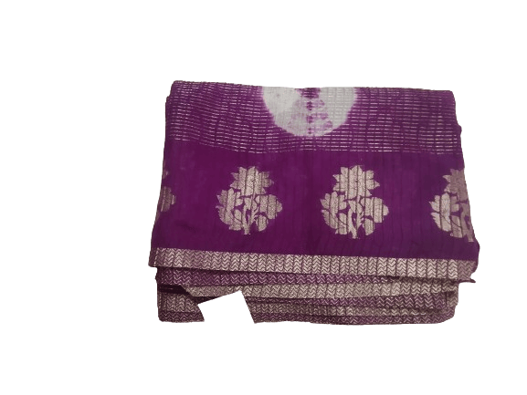 Purple Georgette Saree With Golden Zari Boarder